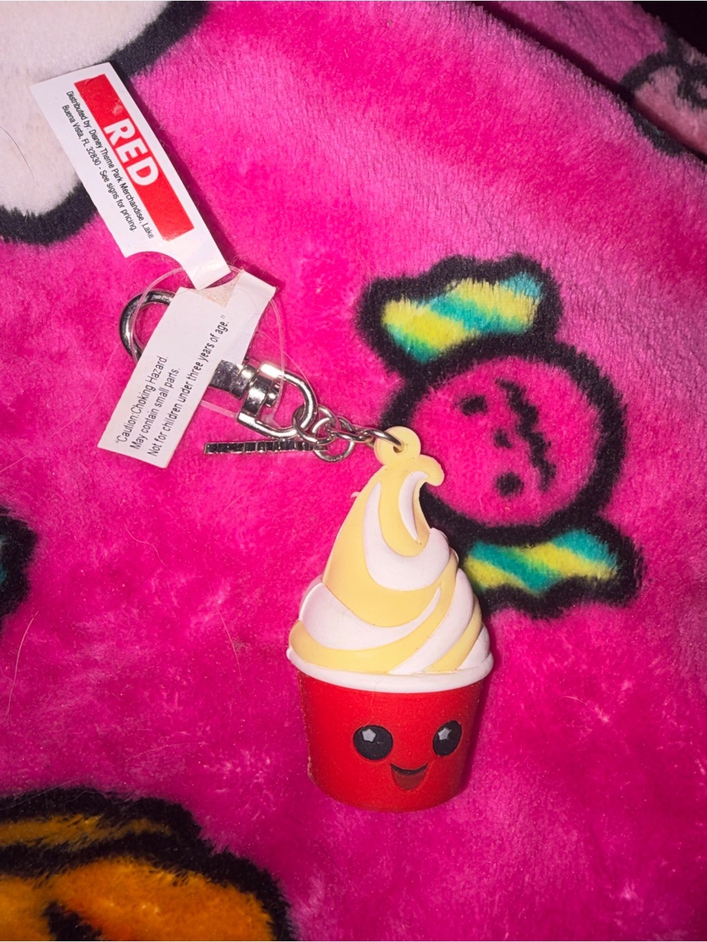 Red Brand Cute Swirl Cupcake Keychain Charm in Pink, Yellow & White